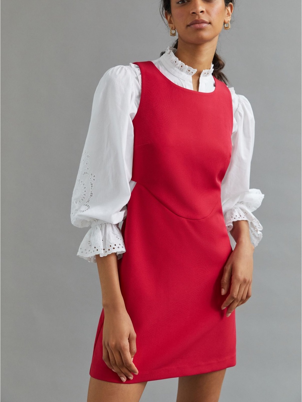 Anthropologie Elegant Red Sleeveless Shift Dress